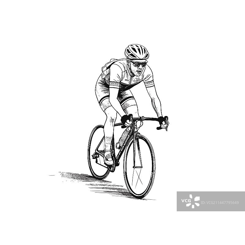 手绘涂鸦风格的公路自行车骑行者图片素材