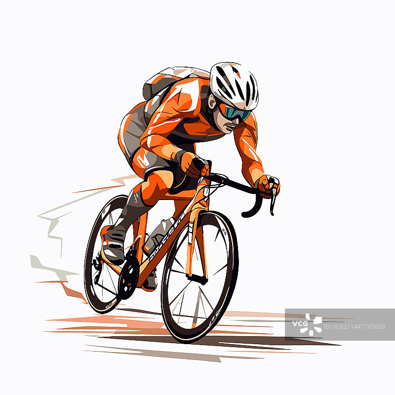 手绘涂鸦风格的公路自行车骑行者图片素材