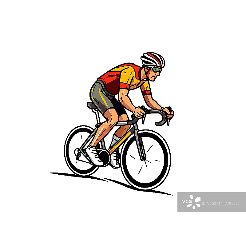 手绘涂鸦风格的公路自行车骑行者图片素材