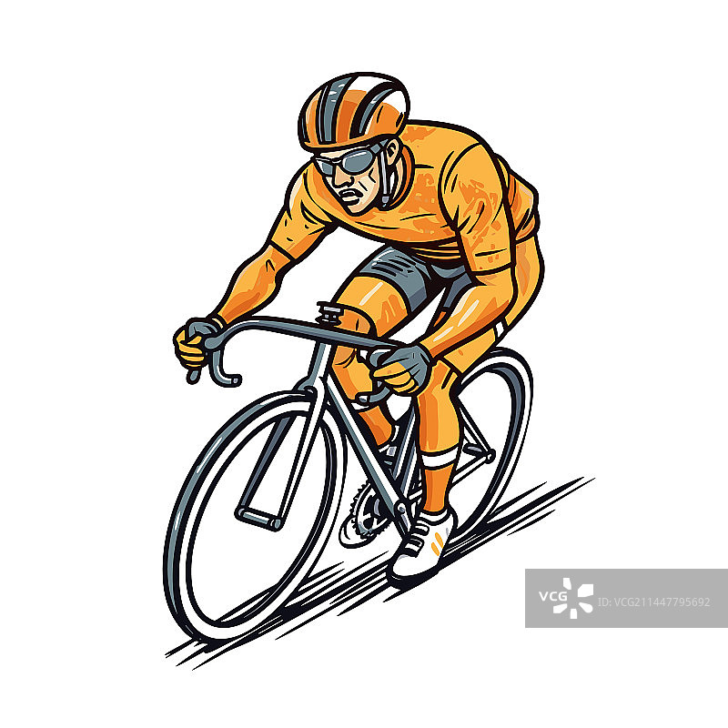 手绘涂鸦风格的公路自行车骑行者图片素材