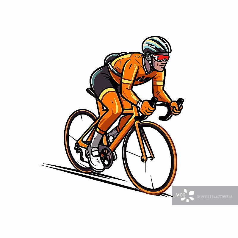 手绘涂鸦风格的公路自行车骑行者图片素材