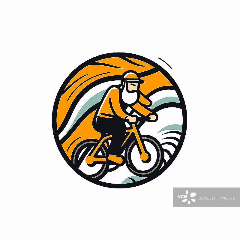 手绘涂鸦风格的公路自行车骑行者图片素材