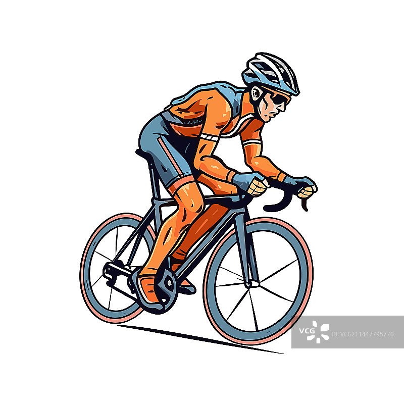 手绘涂鸦风格的公路自行车骑行者图片素材