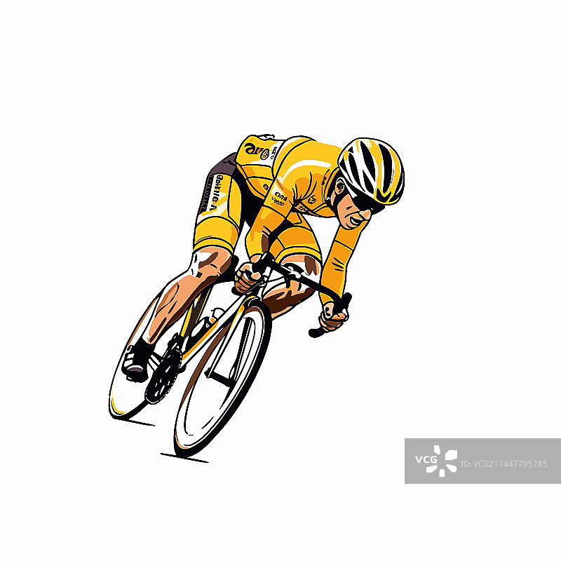 手绘涂鸦风格的公路自行车骑行者图片素材