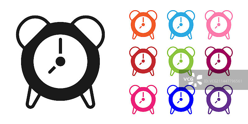 白色背景上的黑色闹钟图标图片素材