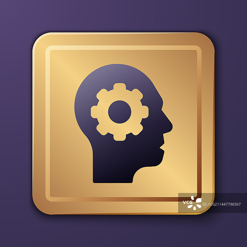 紫色人脑齿轮图标图片素材