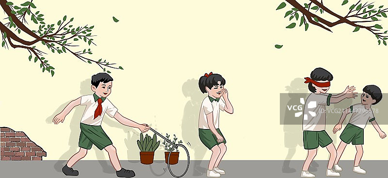 童年回忆快乐时光插画图片素材