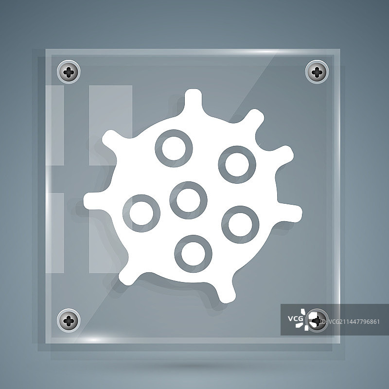 灰色背景上孤立的白色细菌图标图片素材