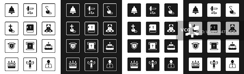 魔法杖套装：圣经、基督教十字架图片素材