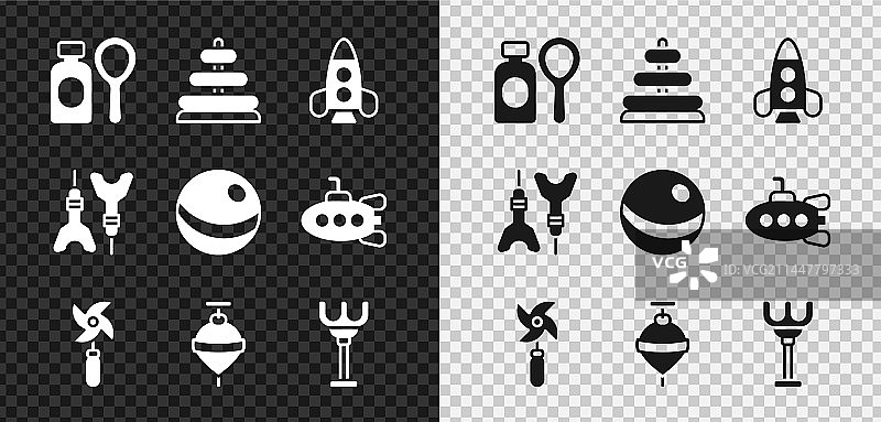 肥皂泡瓶金字塔玩具火箭船素材图片素材