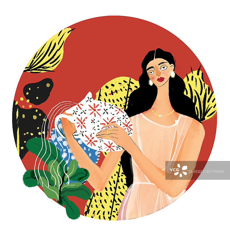 水瓶少女时尚风格插画图片素材