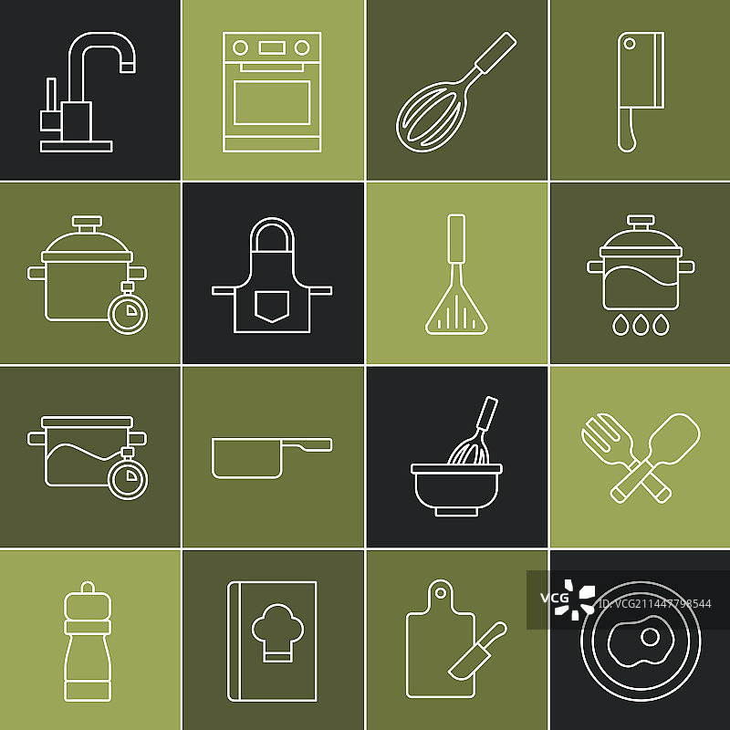 炒鸡蛋与交叉的叉子和勺子图标图片素材