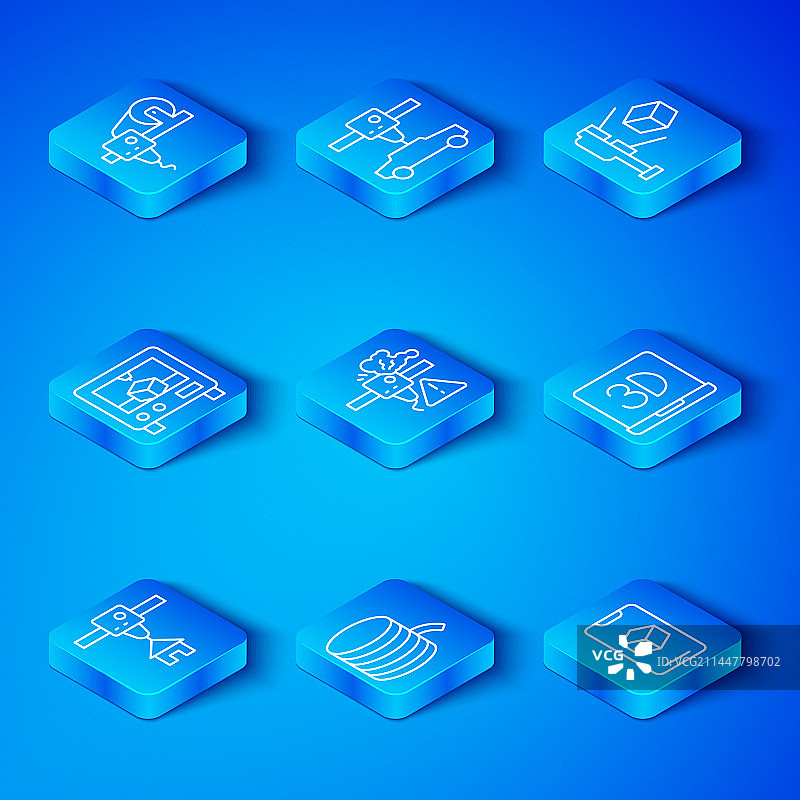 3D打印机、房屋、警告标志等线条设计图片素材