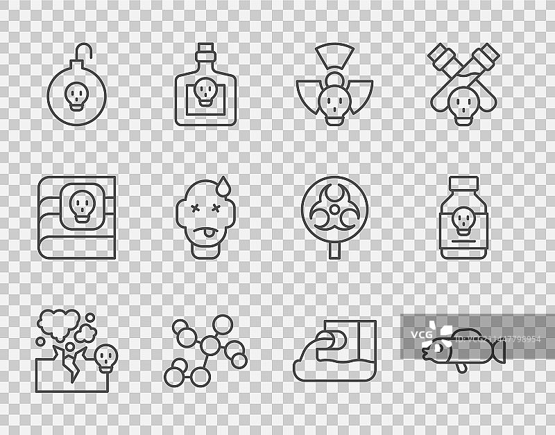 有毒烟雾和河豚线条设计图片素材