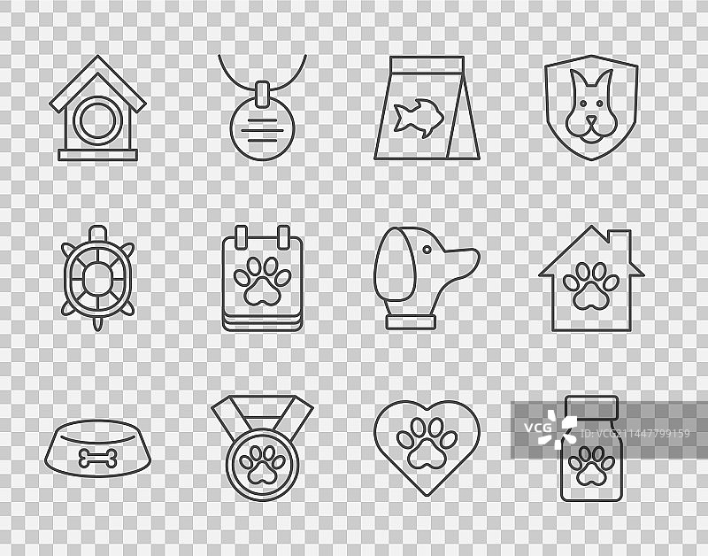 猫狗宠物食品碗药品线条素材图片素材