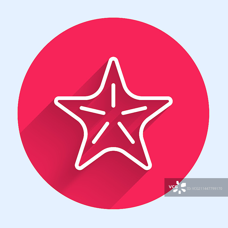 白色线条海星图标，长阴影图片素材