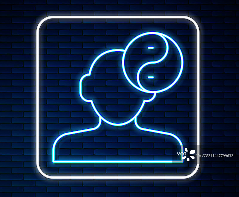 和谐与平衡的发光霓虹灯阴阳符号图片素材