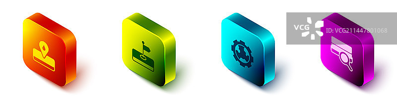 2.5D油田旗帜齿轮图片素材