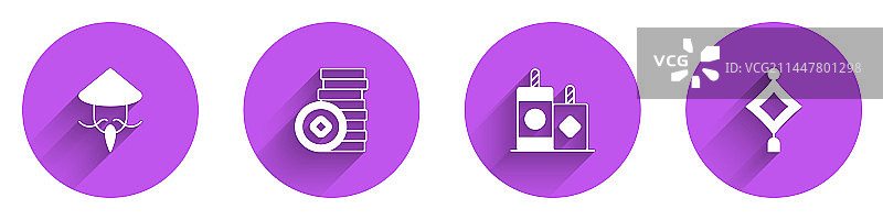 亚洲/中国锥形草帽和元宝图片素材