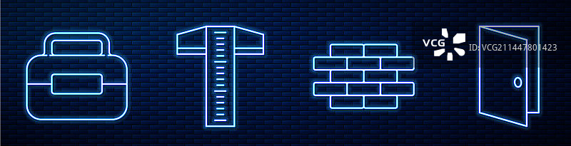 砖块、工具箱、丁字尺、线和关闭图片素材