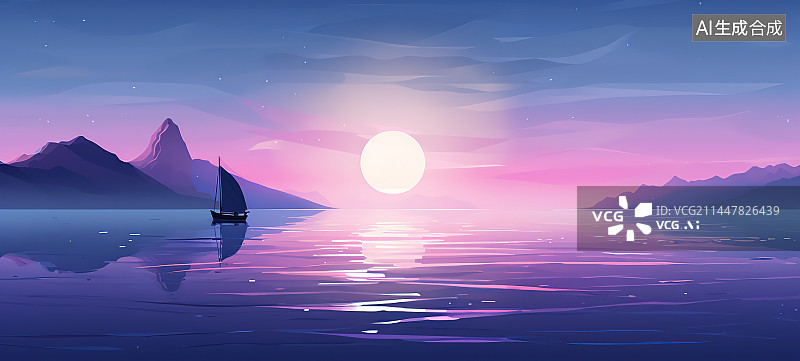【AI数字艺术】美丽的日落在热带海洋与长尾船在南部图片素材