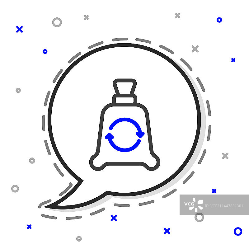 带有回收标志的垃圾袋线性图标图片素材