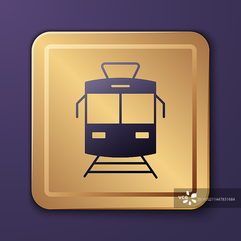 紫色电车和铁路图标，紫色背景图片素材