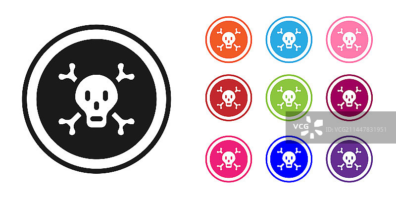 有毒标志的黑色骨头和骷髅图片素材