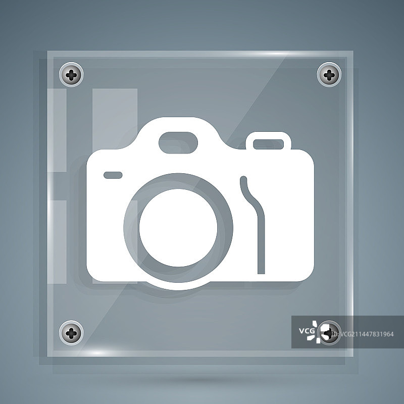 灰色背景上的白色照相机图标图片素材