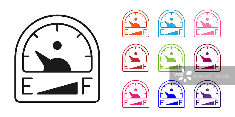 白色背景上的黑色汽车油量表图标图片素材