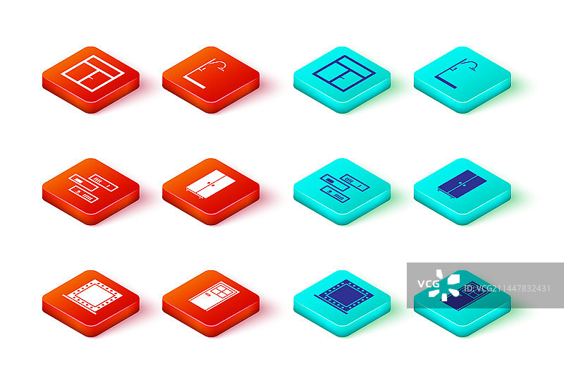 带灯化妆镜、封闭门和架子套装图片素材