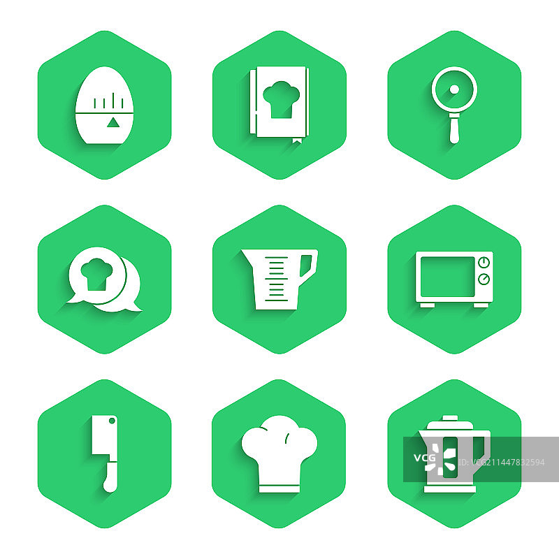 量杯、厨师帽和电热水壶套装图片素材