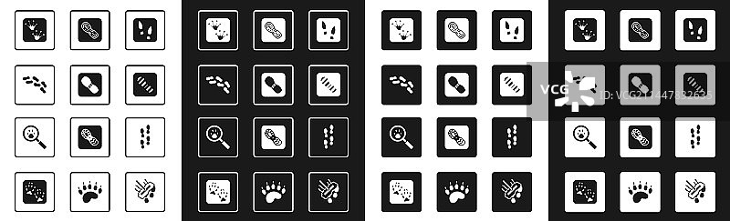 人类足迹鞋子、青蛙爪子和爪子合集图片素材