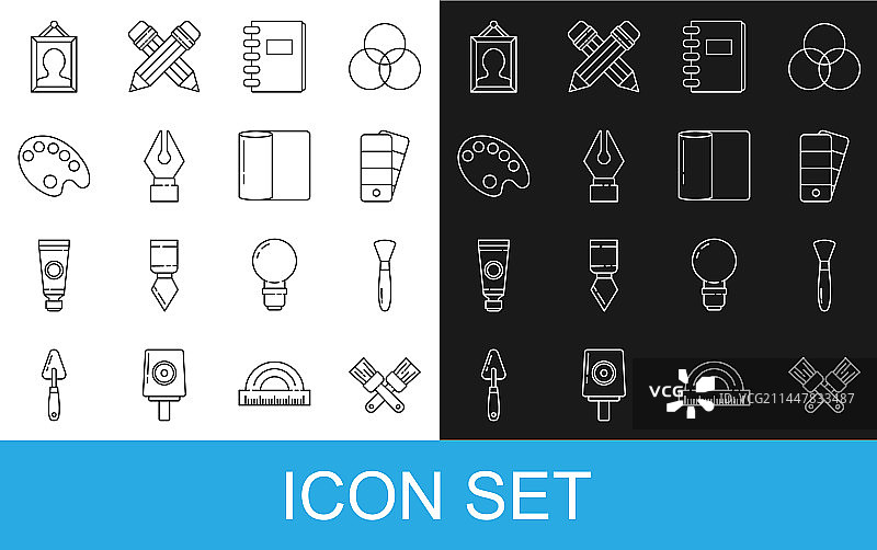 画笔与调色板组合图片素材