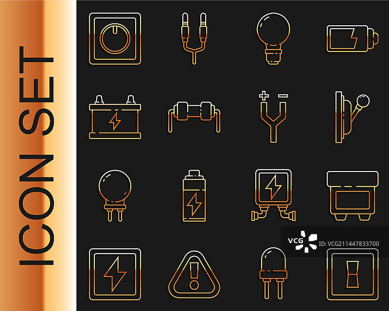 电灯开关、保险丝等电器线条图标图片素材