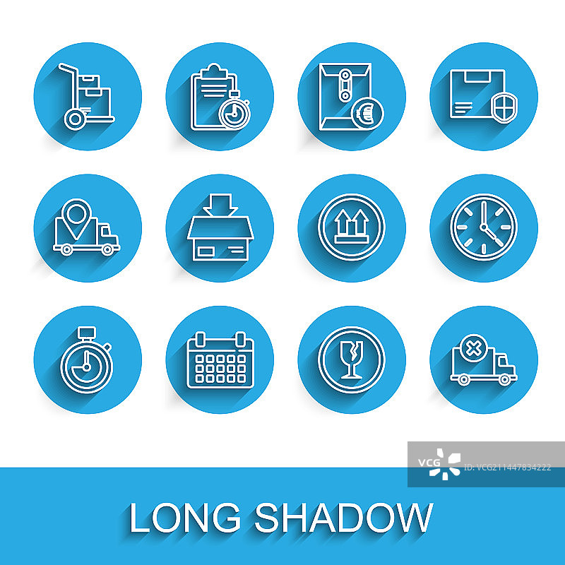 秒表、日历和手推车纸箱图片素材