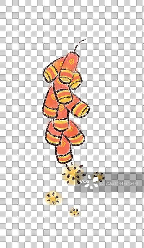 手绘卡通一串鞭炮爆竹图片素材