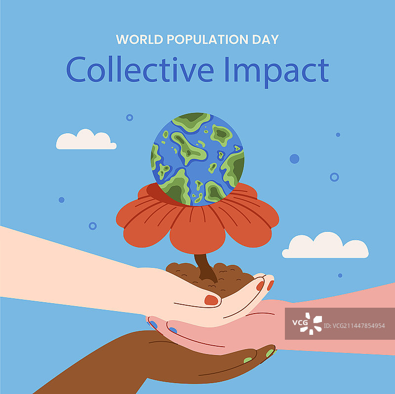 世界人口日扁平风帖子合集图片素材
