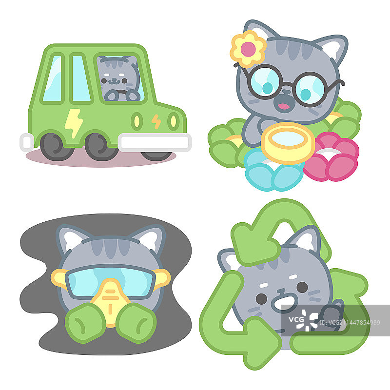 生态贴纸套装与友美猫图片素材