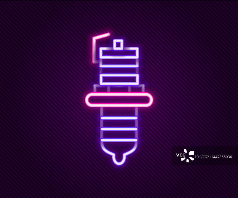 发光的霓虹灯线条汽车火花塞图标图片素材