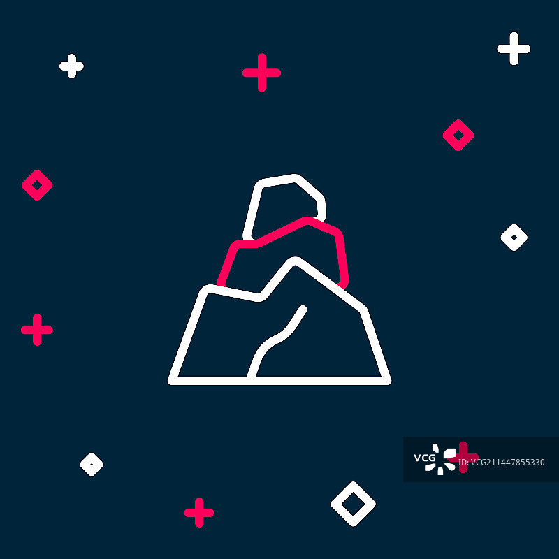 蓝色背景上的线条岩石图标图片素材