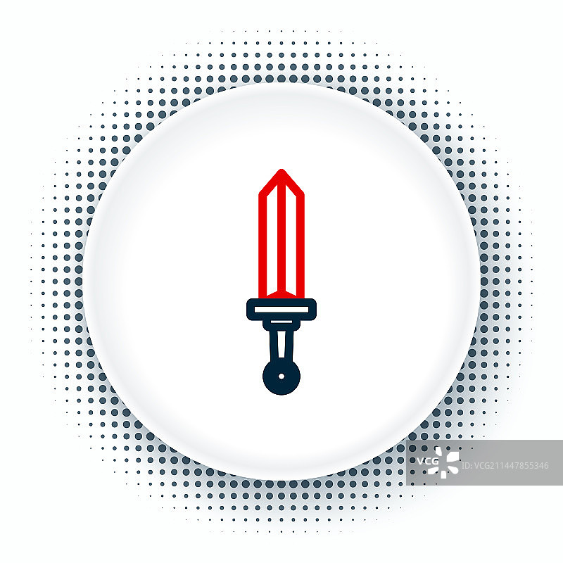 白色背景上的线性中世纪剑图标图片素材