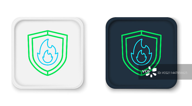 白色背景上的线条消防盾牌图标图片素材