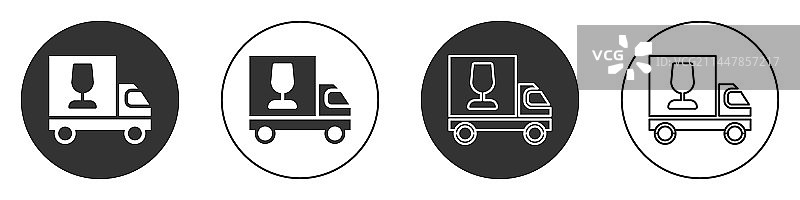 白色背景上的黑色葡萄酒卡车图标图片素材