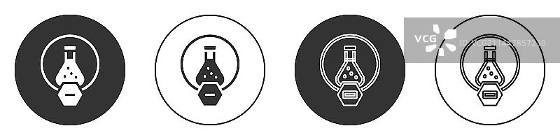黑色试管和烧瓶化学实验室试验图片素材