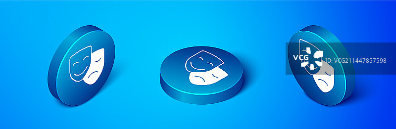 2.5D喜剧和悲剧面具图标图片素材