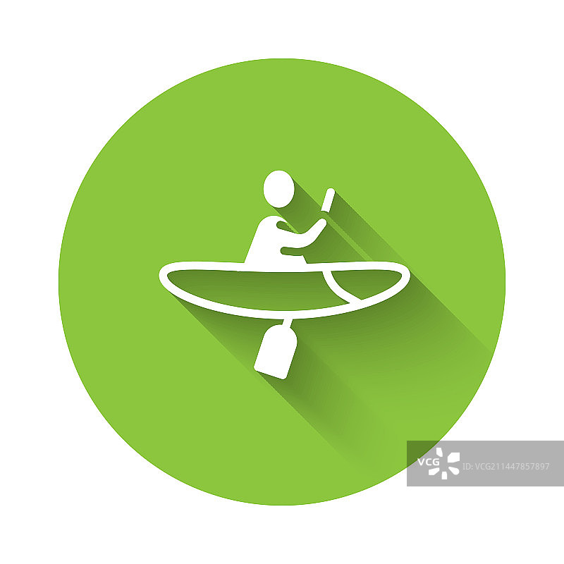 长长的白色皮划艇和船桨图标图片素材