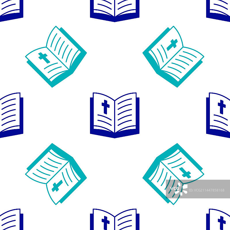 蓝色圣经书本图标无缝衔接图案图片素材