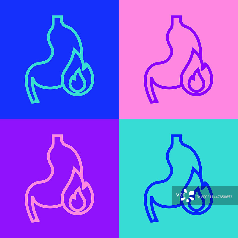 波普艺术风格胃灼热图标图片素材