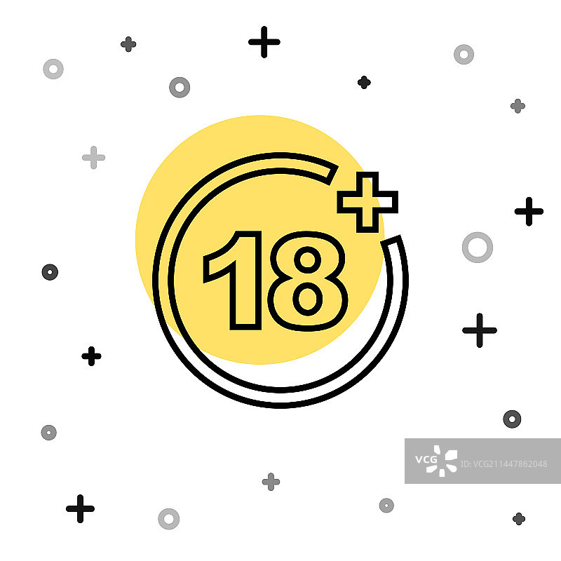 白色背景上的黑色线条18禁电影图标图片素材